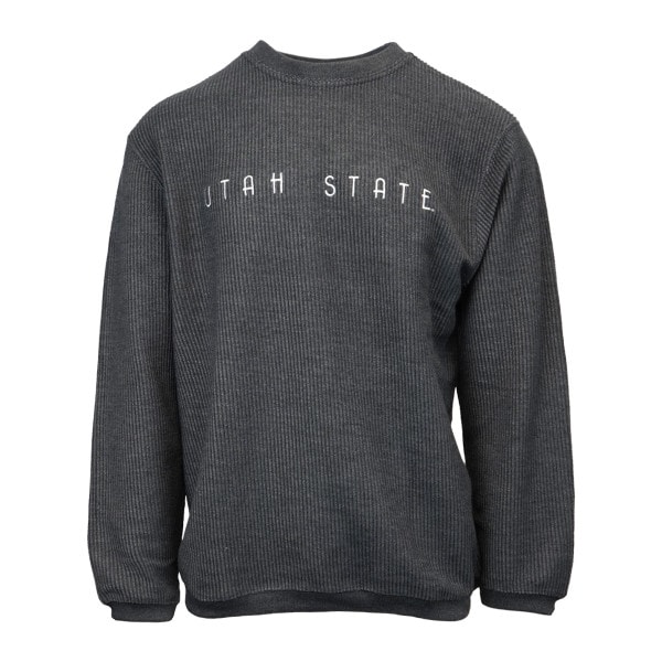 long sleeve crew sweatshirt embroidered utah state, charcoal